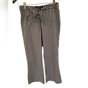 Zara Women's Trafaluc Collection  Black White Gingham Pants Bow Belt SZ Medium